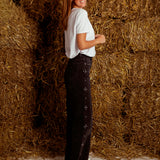 STUDS BLACK WIDE LEG JEANS WH0033