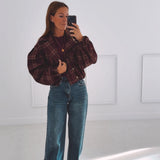 NAIDA BURGUNDY CHECKERED JACKET