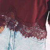 INEZ BORDEAUX LONGSLEEVE SHIRT WITH LACE