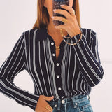 LIORA DARK BLUE STRIPED BUTTON PULL