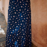 MOUNIR DARK BLUE FLOWER SKIRT