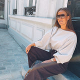DAWSIE ECRU CHECKERED BLOUSE