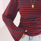 DELANEY BORDEAUX/DARK BLUE STRIPED LONGSLEEVE SHIRT