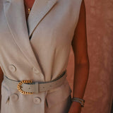 RIMSHA MINT GREEN BELT DRESS