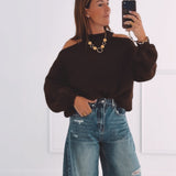CAMILLE BROWN CUT-OUT PULLOVER
