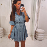CASSANDRA BLUE STRIPED DRESS