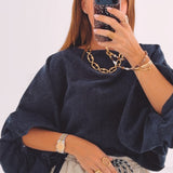 JASMINE DARK BLUE BLOUSE