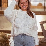 ESTHER ECRU KNITTED SEQUIN SWEATER