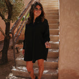BOUZNIKA BLACK FLOWER DRESS