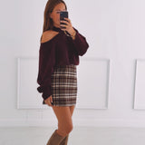 JASMIJN BURGUNDY CHECKERED SKIRT