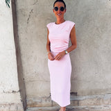 ERA LIGHT PINK RIBBED DRESS