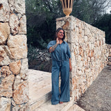 SOLEDAD BLUE DENIM STRIPED TWO-PIECE SET