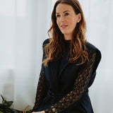 PRE-ORDER KYENNA DARK BLUE LACE LONGSLEEVE TOP