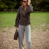 DELLA-RAE BROWN WRAP BLAZER