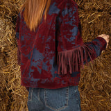 MELINA BORDEAUX/DARK BLUE FRINGE JACKET