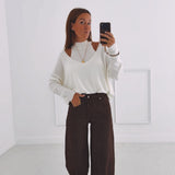 ESTER ECRU CUT-OUT PULLOVER