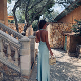 MONICA MINT SATIN HALTER DRESS