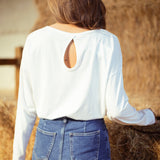 SERAPHINE WHITE CUT-OUT LONGSLEEVE SHIRT