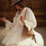 THELMA ECRU RUFFLE DRESS