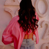 PARADISE PINK OPEN BACK BLOUSE