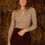 ROSAMUND TAUPE RIBBED LONGSLEEVE SHIRT