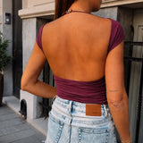 LIZZIE BORDEAUX OPEN BACK TOP