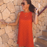 SANTA POLA RED FLOWER LACE DRESS