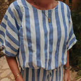 HERMOSILLO BLUE STRIPED BLOUSE