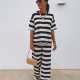 RAYITO DARK BLUE/YELLOW STRIPED TWO-PIECE SET