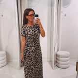 CINDRA BEIGE LEOPARD DRESS
