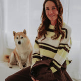 JEMMA YELLOW/BROWN STRIPED KNIT SWEATER