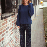 MAEVA DARK BLUE SEQUIN PANTS