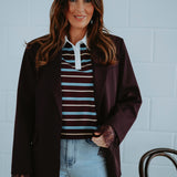 VICKY BURGUNDY STRIPED POLO SHIRT