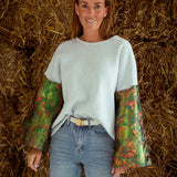 FREYA GREY SWEATER / OLIVE GREEN SLEEVES