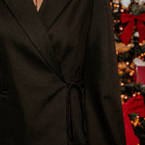 DELLA-RAE BLACK WRAP BLAZER