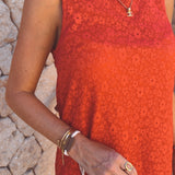 SANTA POLA RED FLOWER LACE DRESS