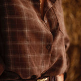 YOLANDA BROWN CHECKERED BLOUSE