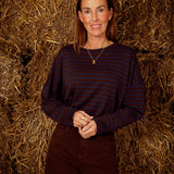 KAELINOR DARK BLUE/BROWN STRIPED LONGSLEEVE SHIRT