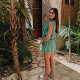 RAQUEL GREEN DENIM PLAYSUIT