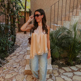 DESEO PEACH SATIN HALTER TOP