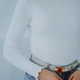 EUPHORIA WHITE RUFFLE LONGSLEEVE TOP