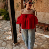 HOLA RED OFF SHOULDER TOP
