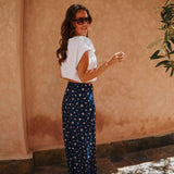 MOUNIR DARK BLUE FLOWER SKIRT