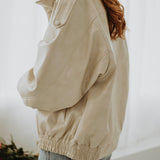 EVELYNE BEIGE SHINY LEATHER JACKET