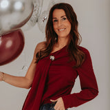 MAKE A WISH BORDEAUX ONE SHOULDER TOP
