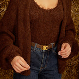 THEA BROWN TOP AND CARDIGAN SET