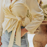 SOL DORADO LIGHT YELLOW WRAP BLOUSE