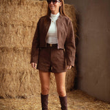 MORGAN BROWN SUEDE SHORT