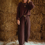 BROWN BALLOON WIDE LEG JEANS 9111-9