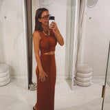 ANTONIA CAMEL BROWN TWO-PIECE SET